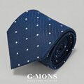 吉约蒙男士时尚休闲潮流蚕丝领带深蓝色波点商务正装新郎结婚领带