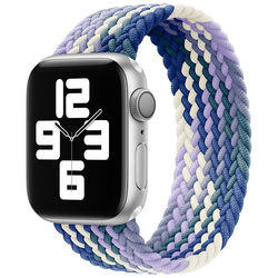 适用苹果手表applewatch时尚金属头尼龙编织单圈腕带 iwatch8表带