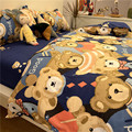 韩式卡通蓝色小熊四件套床上用品单双人被套床单学生宿舍三件套
