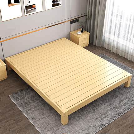 无床头实木床榻榻米床架现代简约木板床体无靠背sin床原木双人床