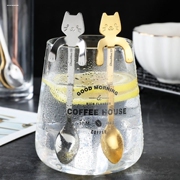 创意可爱陶瓷猫咪不锈钢咖啡勺甜品搅拌勺 马克杯长柄卡通喵勺子