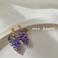 【Mon Amour吾爱】紫色耳饰高级感水果造型耳环可爱葡萄耳钉新款