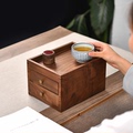 黑胡桃木桌面双层玄关小抽屉式家用实木茶饼收纳盒首饰杂物收纳柜