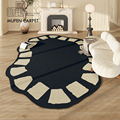 MUFEN 不规则客厅地毯黑色极简卧室床边毯法式高级沙发茶几毯地垫