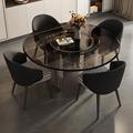 钢化玻璃餐桌轻奢家用小户型饭桌现代简约圆形不锈钢餐桌椅组合