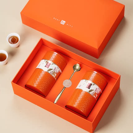 高档茶叶包装盒新款红色空盒子红茶绿茶通用铁罐半斤装空礼盒定制