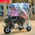 新双人儿童推车雨衣三轮车透明雨罩双胞胎保暖婴儿车罩防寒促