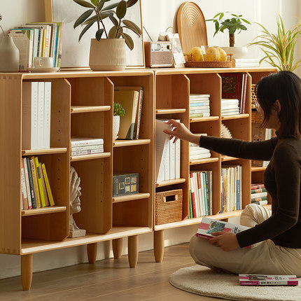 实木书柜全实木落地家用储物柜书架现代简约儿童书柜矮柜组合榉木