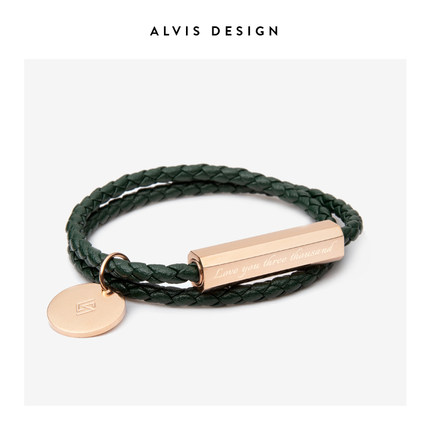 ALVIS 原创小众设计皮绳手链男潮情侣款轻奢双圈手绳钛钢磁扣