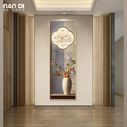 新中式玄关装饰画钟表挂钟柿柿如意客厅走廊挂画柿子艺术时钟壁画