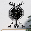 北欧鹿头钟表轻奢网红多边形时钟客厅电视墙创意个性静音装饰挂钟