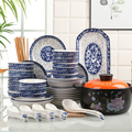 56头碗盘套装组合家用青花瓷碗中式养生砂锅创意碗碟暖冬陶瓷餐具