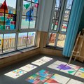 幼儿园光影区环创彩色玻璃贴纸透明透光窗户儿童学生美术手工贴纸