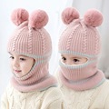 婴儿帽子冬季宝宝防风护耳帽男女儿童加绒毛线帽小孩披肩一体帽