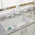 水槽单槽台下盆麻白色石英石水槽厨房洗菜盆洗碗大小单槽花岗岩|
