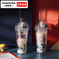 水杯吸管杯大容量高颜值星空水杯女学生韩版耐摔塑料杯