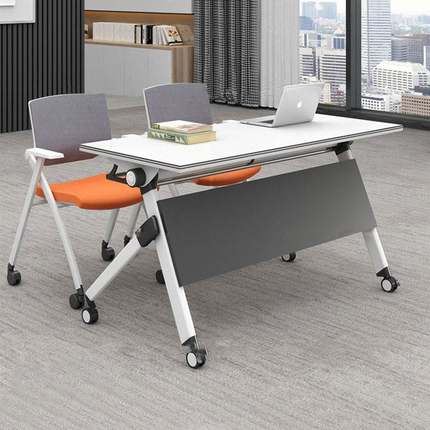 培训桌椅组合折叠会议桌长桌可移动拼接条形双人带轮小会议室桌子