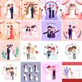 17套 婚姻结婚婚礼场景小人人物扁平插画ai矢量设计素材