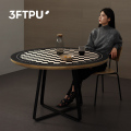 3FTPU棋盘格圆桌布皮革防水免洗桌垫圆形餐桌垫