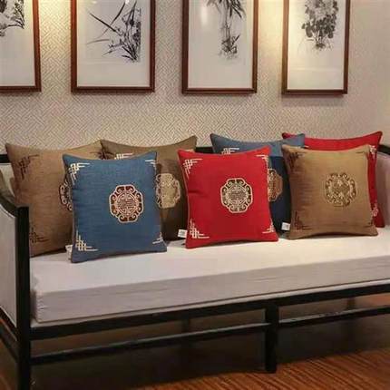 高档刺绣抱枕靠枕客厅红木沙发抱枕靠背垫双面可私人订制刺绣图案