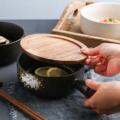 日式餐具家用陶瓷烘焙芝士焗饭碗盘泡面碗单个微波炉烤箱盘带盖