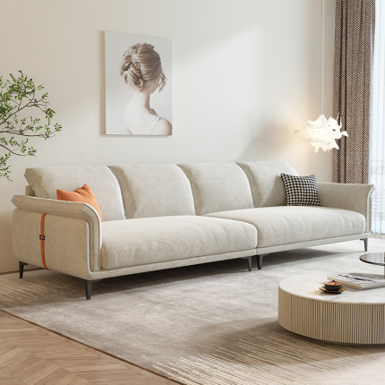 意式极简客厅小户型现代简约科技布沙发三四人位灯芯绒沙发奶油风