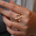 【菊叁家】天然珍珠满天星活口戒指小众轻奢纯银镀金镶嵌气质指环
