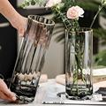 直筒透明花瓶轻奢创意现代玻璃花瓶水养富贵竹百合花器餐桌摆件