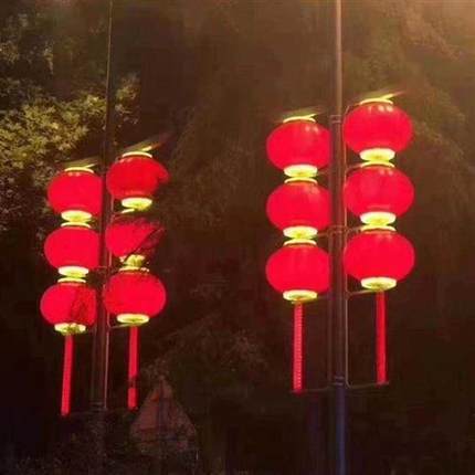 定制国庆宣传灯杆广告牌路灯杆灯箱道旗中国结发光吸塑灯箱