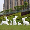 户外景观雕塑TPP玻钢兔子草坪装饰摆件卡通几何兔园造景林动物小