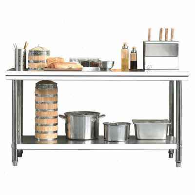 不锈钢工作台厨房专用双层台面酒店商用切菜台桌子面板操作台