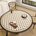 轻奢高级感2023新款防油防水圆桌桌布圆形桌垫隔热防烫硅胶茶几垫