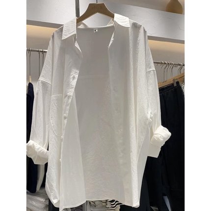 白色冰丝衬衣女夏2023新款休闲开衫薄款衬衫外套爆款上衣巨划算