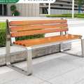 公园椅不锈钢户外长椅露天菠萝格室外双人座椅休闲长条防腐木凳子