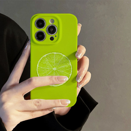适用于iphone15promax苹果15手机壳11绿色橘子新款13/14pro的菲林壳xr网红情侣xs高级感12卡通创意个性防摔套