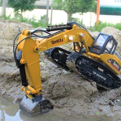 23通道汇纳580挖掘机全金属遥控车遥控玩具挖土机工程车模型