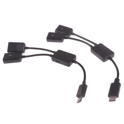 Micro USB / Type C to 2 OTG Dual Port HUB Cable Y Splitter f