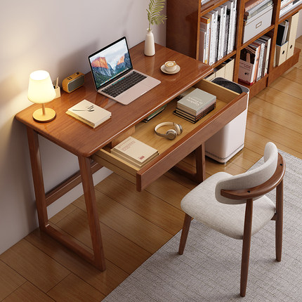 林氏木业官方小户型实木窄书桌60CM小型单人电脑桌出租房省空间家