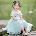 改良汉服女童新款2023儿童中国风连衣裙超仙古装小女孩表演服