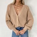 Sweater womens cardigan solid color lantern sleeve button