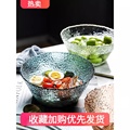 日式玻璃沙拉碗大号水果碗家用创意早餐餐具水果盘大碗斗笠碗