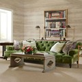 法式乡村小户型客厅美式复古拉扣简约设计师绿色布艺丝绒三人沙发