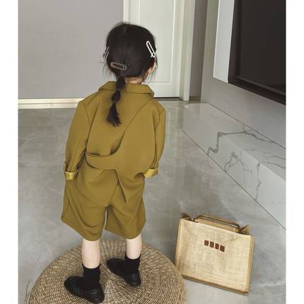 韩国儿童西装套装女童2022春款宝宝外套西装短裤男童洋气潮.