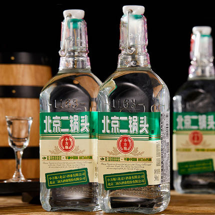 永丰牌北京二锅头出口小方瓶绿标清香型纯粮白酒42度500ml*12瓶装