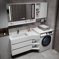 定制岩板洗衣机一体柜卫生间小户型切角浴室柜斜角洗手台洗脸盆柜