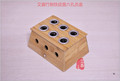 竹木制方形六孔艾灸盒温灸器6孔艾条盒六眼加厚竹6眼带铁皮款包邮