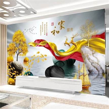 2022新款5d浮雕电视背景墙壁纸8d立体凹凸客厅装饰壁画3d简约墙布