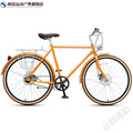 自行车自行车26寸皮带传动复古男女款城市骑行车单车!橙色