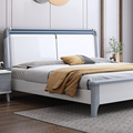 全实木床约白色1.8米轻奢橡木实木1.5双人高箱储物婚床