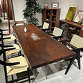 黑胡桃木餐桌北美实木大板茶桌子茶台原木去客厅化书桌工作台岛台